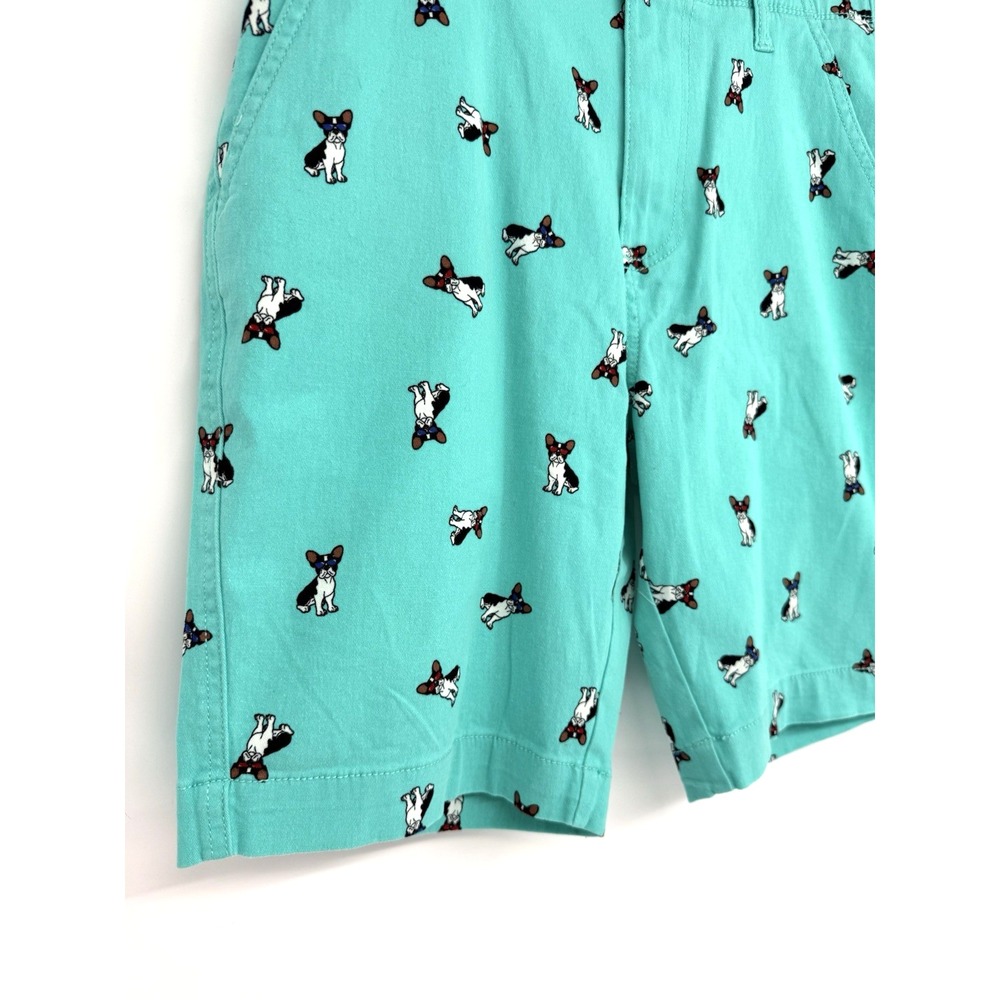 Plugg Flex Mens Sz 30 French Bulldog Bermuda Shorts Teal Green Flex Waist Dog - Picture 3 of 9